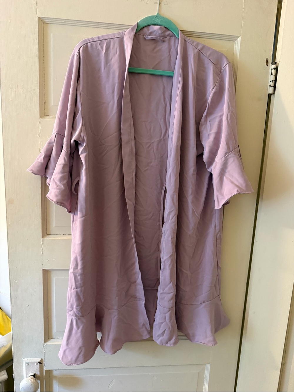Light Mauve Women's Satin Kimono Robe